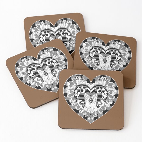 Artikelvorschau, Valentinstag-Herz-Mandala Lovecraftian White BG entworfen und verkauft von GlobalMandala.