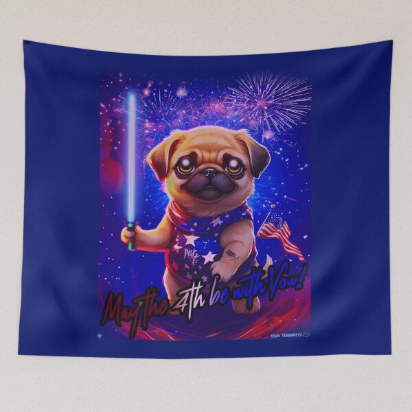 Item preview, Pug HAPPY HOLIDAYS 164 4th of July MAY THE 4TH BE WITH YOU designed and sold by RedBluffTraders.
