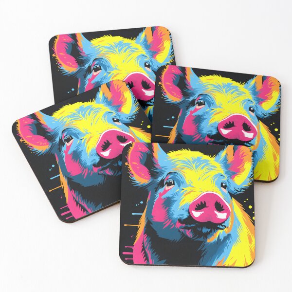 Item preview, Pig portraits drawing. animal colorful. Animal throw pillow.  designed and sold by formform.