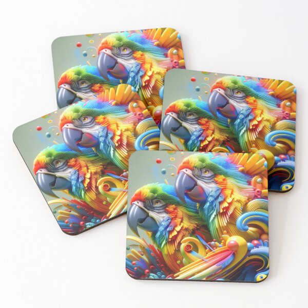 Item preview, 3D Vibrant Parrots Art Sticker designed and sold by mymagicstoreus.
