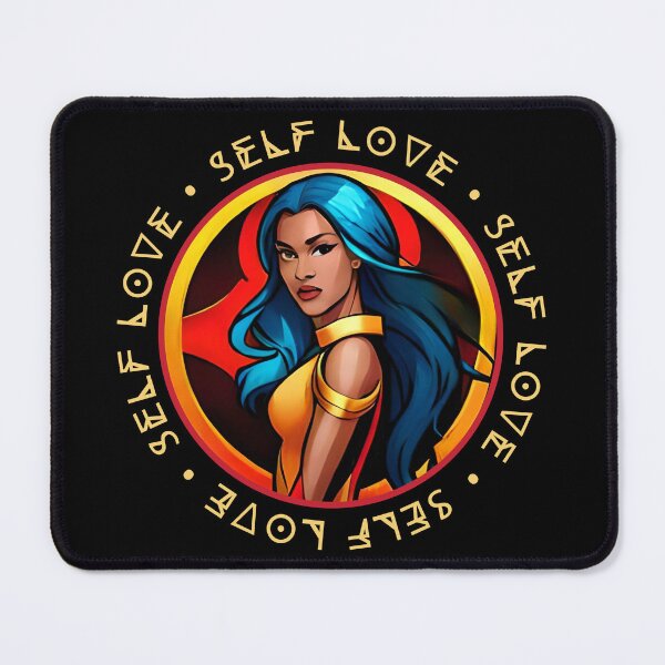 Item preview, Superhero Woman Yellow Self Love Mantra Blue Hair designed and sold by Melan Designs.
