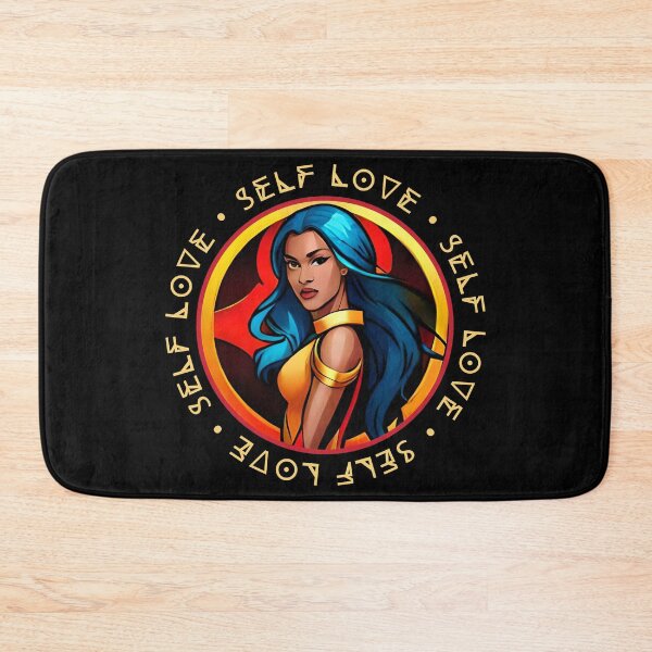 Item preview, Superhero Woman Yellow Self Love Mantra Blue Hair designed and sold by Melan Designs.
