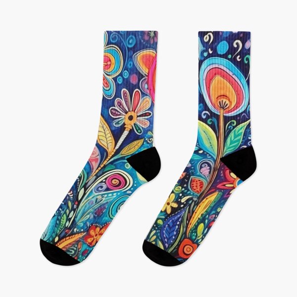 Item preview, Vibrant Colored Abstract Art of Flowers and Butterflies Under a Blue Sky: 3 of 4 designed and sold by HollywoodInked.