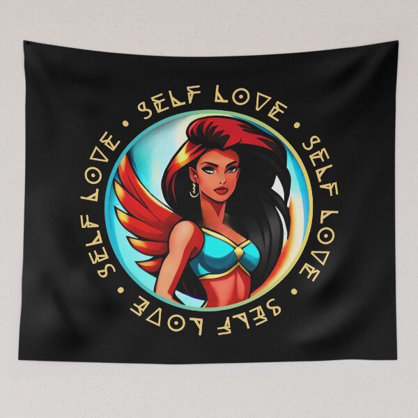 Item preview, Superhero Woman Yellow Self Love Mantra Red Wing designed and sold by Melan Designs.