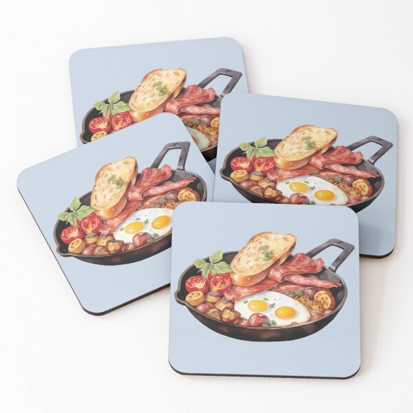 Item preview, Breakfast Pan of Bacon, Sunny Side Up Eggs, Sauteed Mushrooms and Toast designed and sold by Alicia Chee.