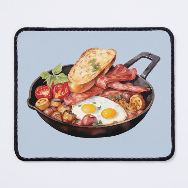 Item preview, Breakfast Pan of Bacon, Sunny Side Up Eggs, Sauteed Mushrooms and Toast designed and sold by Alicia Chee.