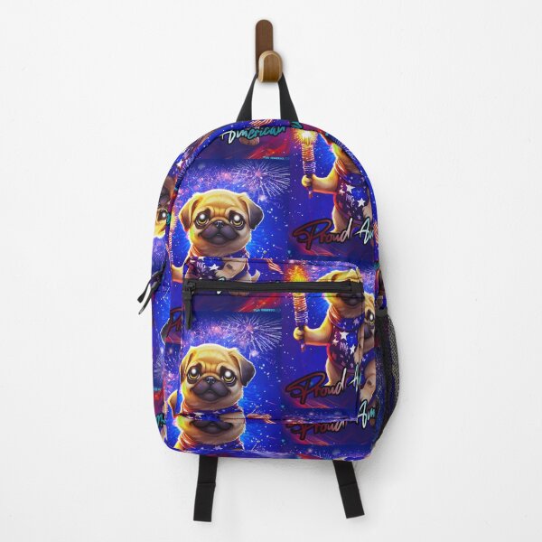 Item preview, Pug HAPPY HOLIDAYS 164 4th of July PROUD AMERICAN designed and sold by RedBluffTraders.