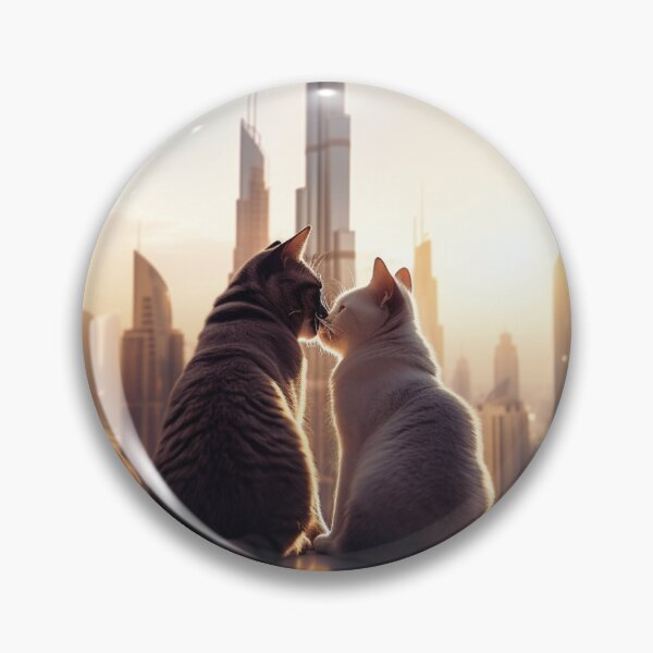 Item preview, Be my Valentine - Cat Couple Dubai Skyline designed and sold by aikittycats.