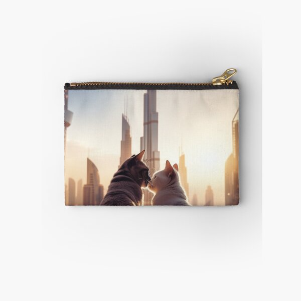 Item preview, Be my Valentine - Cat Couple Dubai Skyline designed and sold by aikittycats.