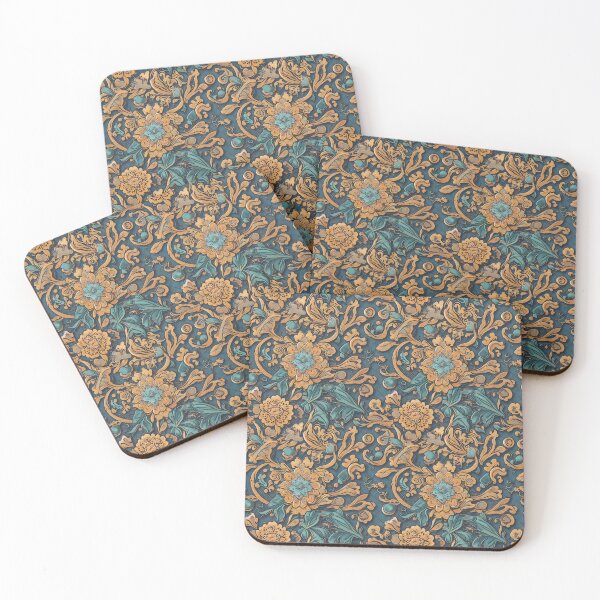 Item preview, Vintage gold and blue flowers Thai Kanok design  designed and sold by Alla1111.