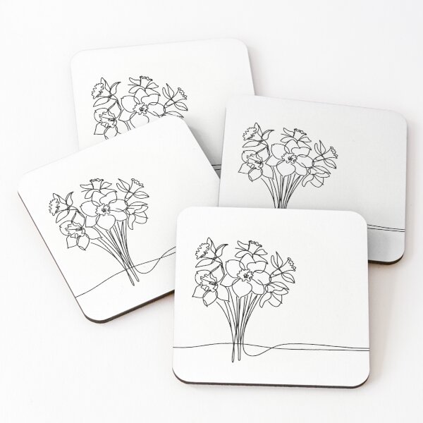 Item preview, March Fine Line Flower Bouquet Artwork designed and sold by ArtfulMiller.