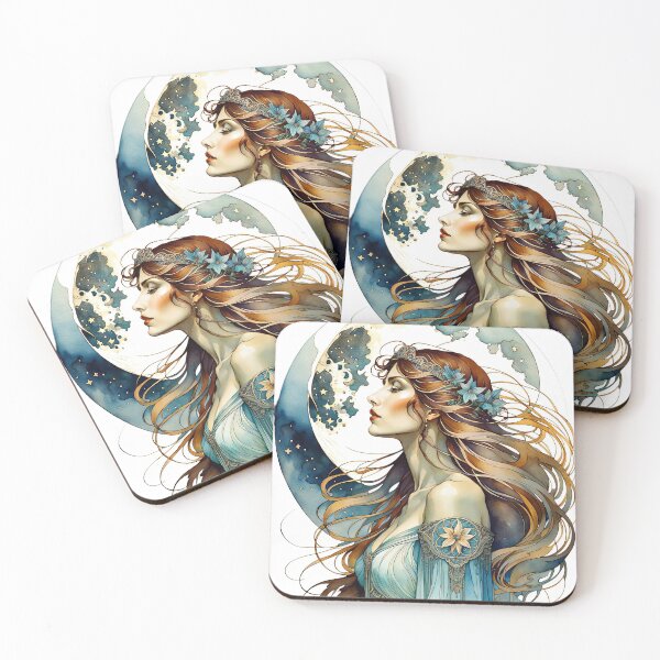 Item preview, Lady and the Moon 6 designed and sold by Kallak-AI-Art.