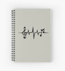 Music Pulse Heartbeat Notes Clef Frequency Wave Sound Festival Spiral Notebook