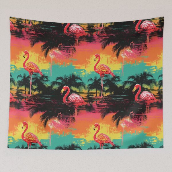 Item preview, Flamingos in Vibrant retro Colors designed and sold by MissQuiss.