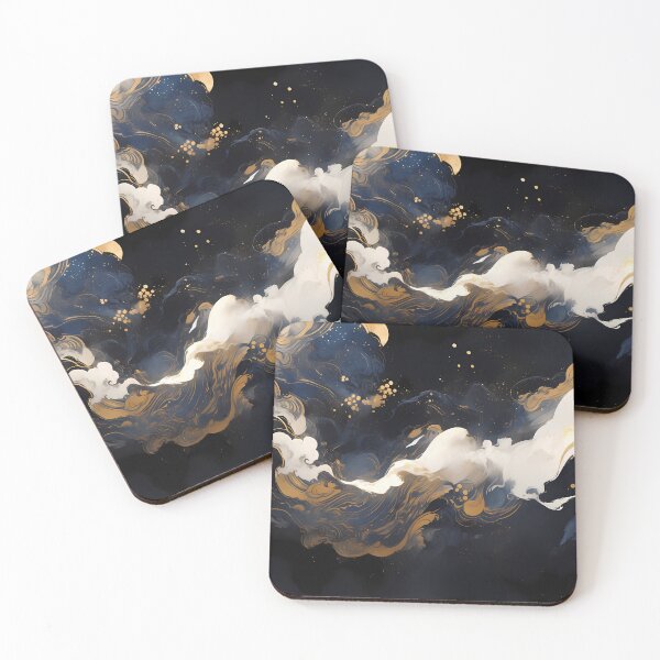 Item preview, Black Navy Gold Marble Abstract designed and sold by EclipseArtisan.