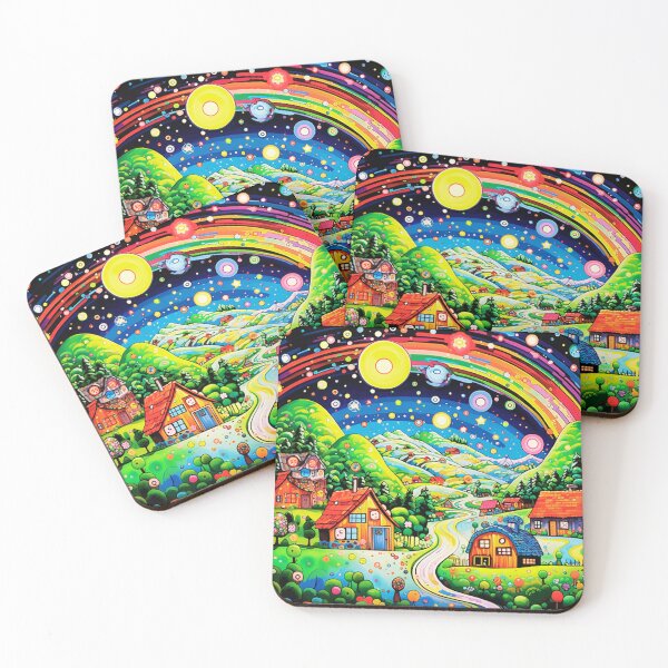 Item preview, Rainbow Village Delight - Colorful Urban Escape Art designed and sold by JojoArtEvo.