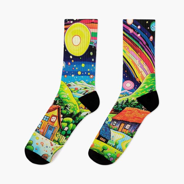 Item preview, Rainbow Village Delight - Colorful Urban Escape Art designed and sold by JojoArtEvo.