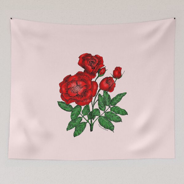 Item preview, Bright Red Cupped Rose Bloom Semi-Double 8-15 Petals In 2 Rows designed and sold by Rachael Taylor.