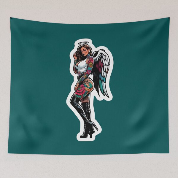 Item preview, Tattooed Angel in Daisy Dukes designed and sold by PinUpPizzazz.