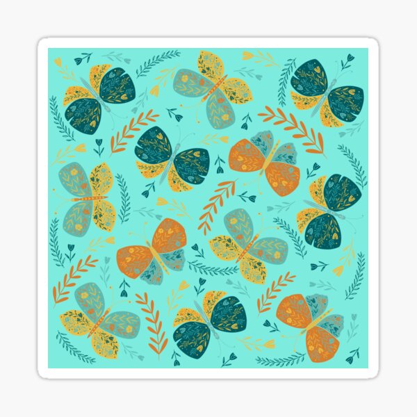 Schmetterlinge floral türkis Sticker