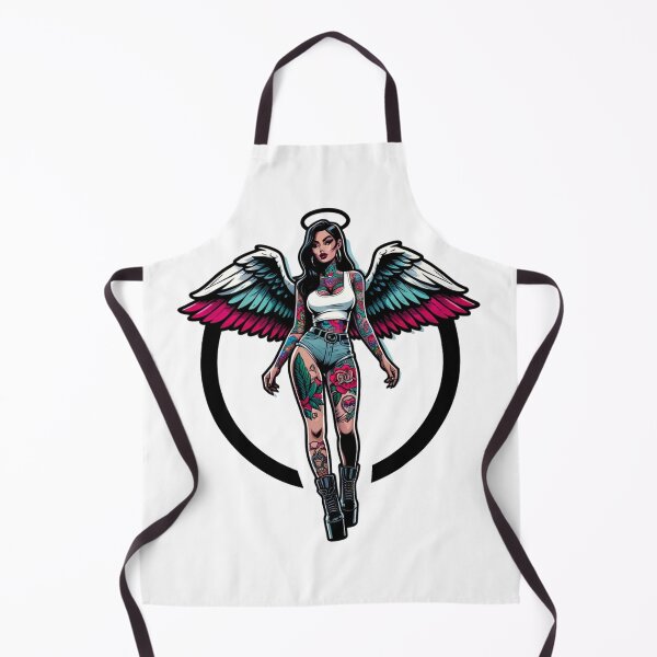 Item preview, Tattooed Angel in Denim Shorts designed and sold by PinUpPizzazz.