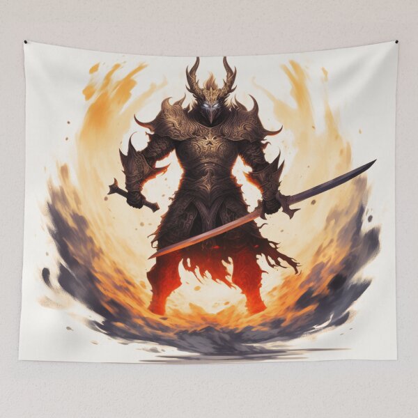 Item preview, Fiery Warrior Conquering with Sword - Intense Fantasy Art  designed and sold by JojoArtEvo.