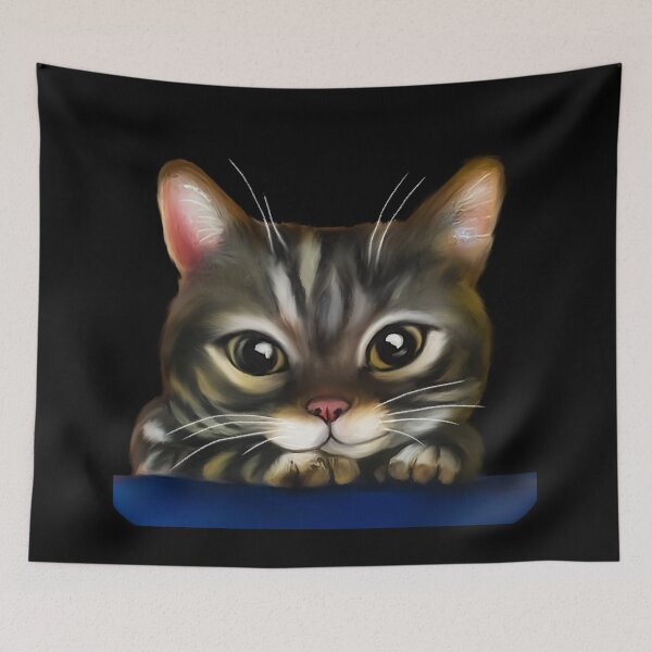 Item preview, Happy Tabby cat painting designed and sold by Funsize-Art.