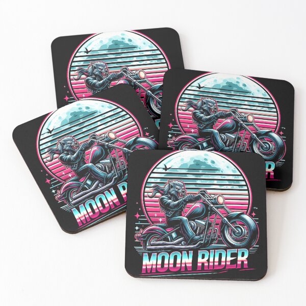 Item preview, Werewolf Biker Wolf Motorcycle Retro Moon Rider Graphic designed and sold by SpookshowDesign.