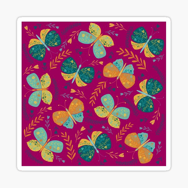 Schmetterlinge floral pink Sticker