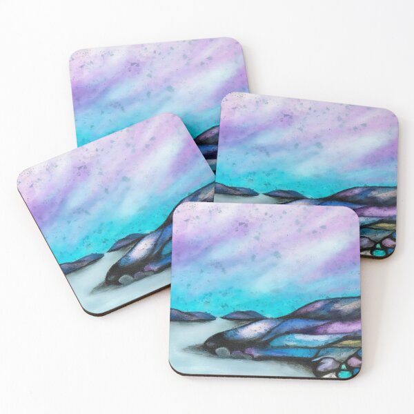 Item preview, Colourful watercolour beach sunset painting designed and sold by Funsize-Art.