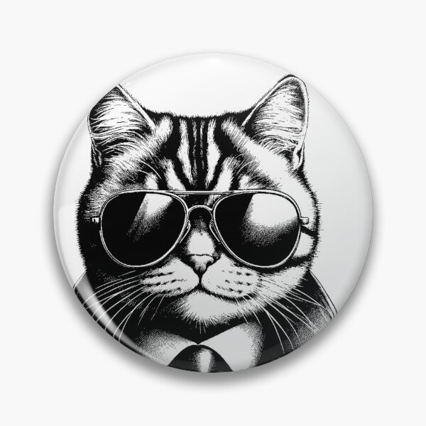 Item preview, Cool Retro Cat in Aviator Sunglasses, Black Line Art designed and sold by sweetbelle.