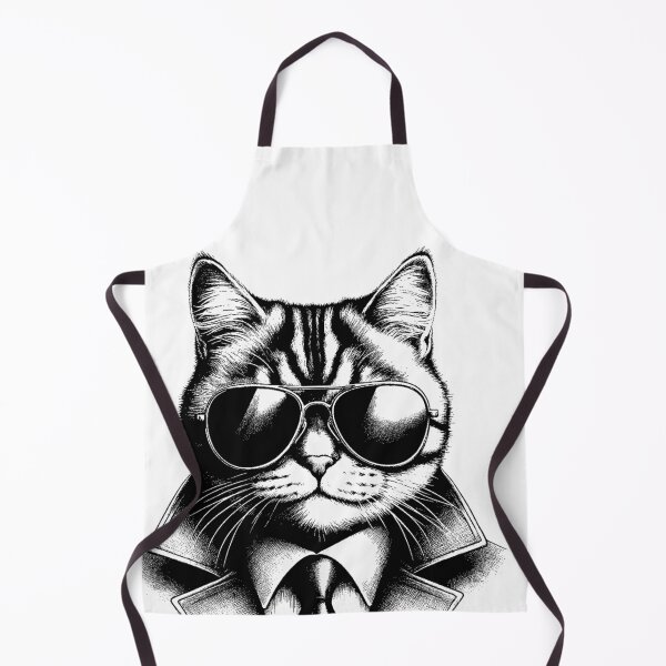 Item preview, Cool Retro Cat in Aviator Sunglasses, Black Line Art designed and sold by sweetbelle.