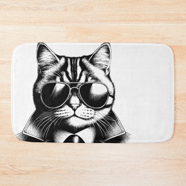 Item preview, Cool Retro Cat in Aviator Sunglasses, Black Line Art designed and sold by sweetbelle.