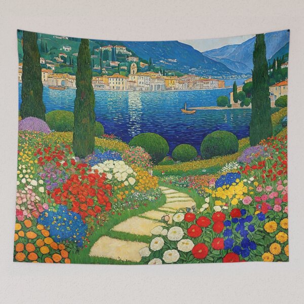 Item preview, Gustav Klimt Flower Garden Lake Como designed and sold by maniacfitness.