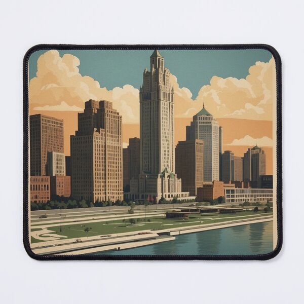 Item preview, 001 Vintage Detroit Poster Design designed and sold by Alexis Art Collection.