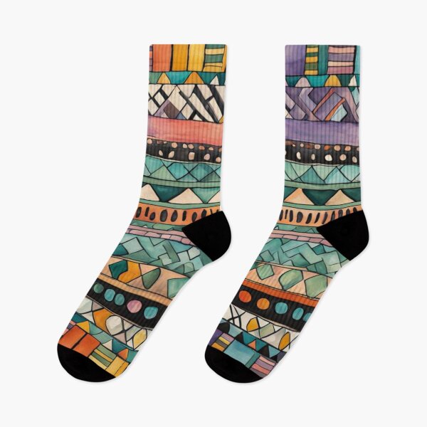 Item preview, Traditional Kilim Pattern, Ethnic Geometric Abstract Scandinavian Design in Watercolor - Tribal, Batik, Indian & Aztec Vintage Pattern,  designed and sold by MyArt23.