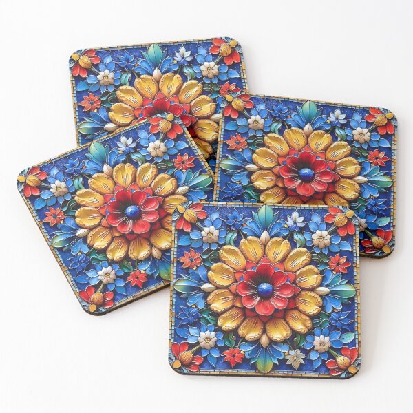 Item preview, Vibrant Blossom Array - Stained Glass Ceramic Tile II designed and sold by stevepmp.