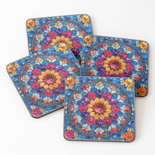 Item preview, Radiant Floral Harmony - Stained Glass Ceramic Tile III designed and sold by stevepmp.