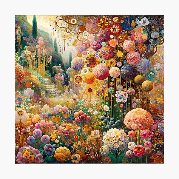 Aperçu de l'œuvre Jardin fleuri de Klimt créée et vendue par maniacfitness.