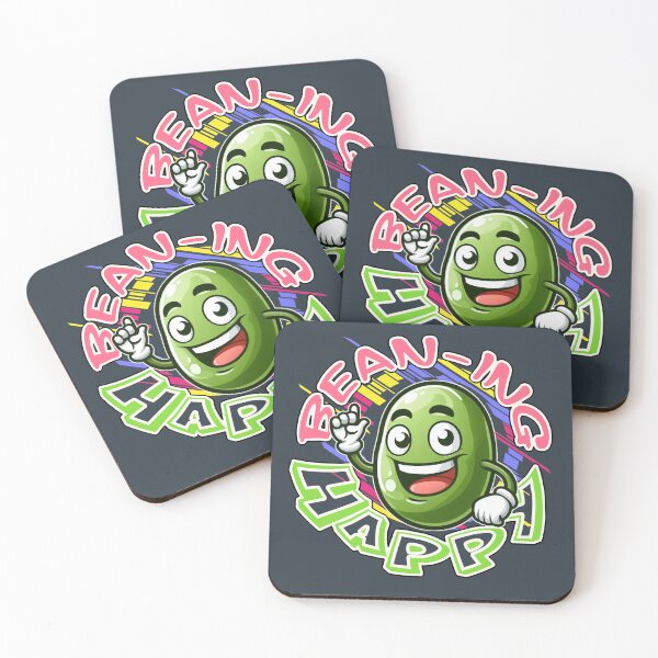 Item preview, Bean-ing happy: a green bean in cheerful colors designed and sold by SplashTastic.