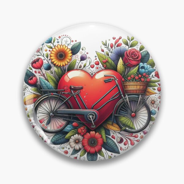 Artikelvorschau, Blumenherz-Fahrrad-Valentinstag-T-Shirt und Aufkleber entworfen und verkauft von sutja.