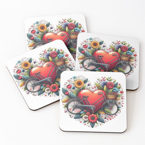 Item preview, Flower heart bicycle valentine T-shirt and sticker designed and sold by sutja.