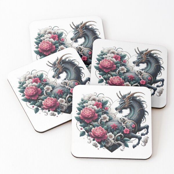 Item preview, Dragon Flower heart valentine T-shirt and sticker designed and sold by sutja.