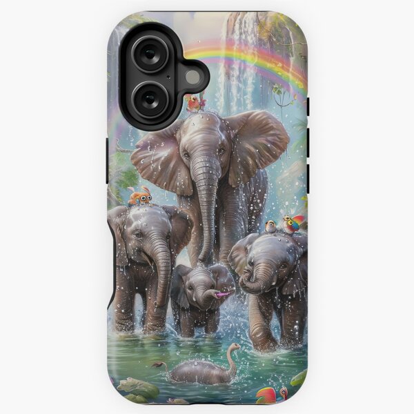 Vista previa del artículo con la obra «Elefantes juguetones», diseñado y vendido por cute-animals99.