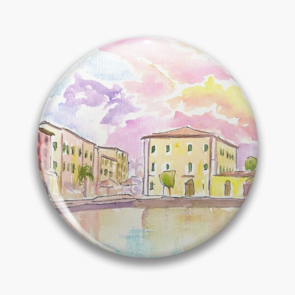 Item preview, View of Porto Vecchio Lazise with Clouds and Sun designed and sold by artshop77.
