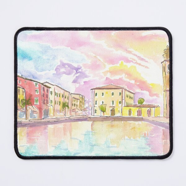 Item preview, View of Porto Vecchio Lazise with Clouds and Sun designed and sold by artshop77.