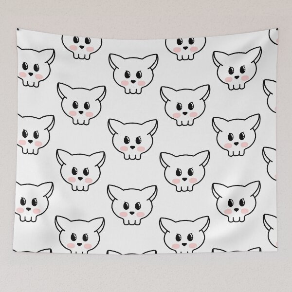 Item preview, Happy skull cat  designed and sold by MelleGleice.