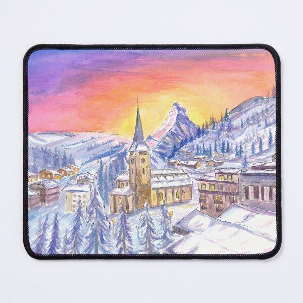 Item preview, Zermatt Switzerland with Matterhorn View in Winter Dawn designed and sold by artshop77.