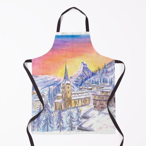 Item preview, Zermatt Switzerland with Matterhorn View in Winter Dawn designed and sold by artshop77.