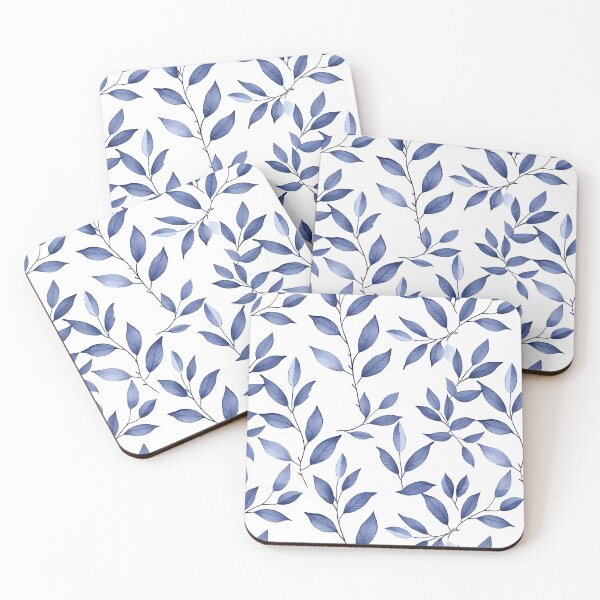 Item preview, Blue Leaves Pattern on White Background designed and sold by celiacreatec.